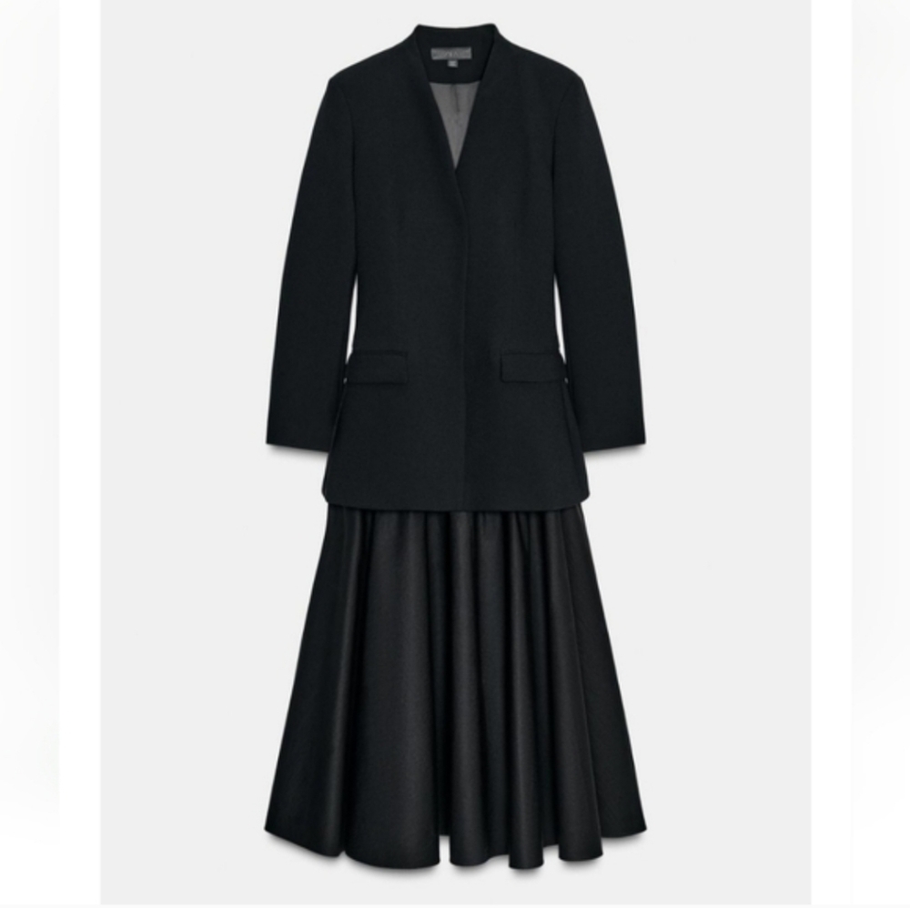 Zara COMBINATION BLAZER DRESS BLACK SIZE XS
